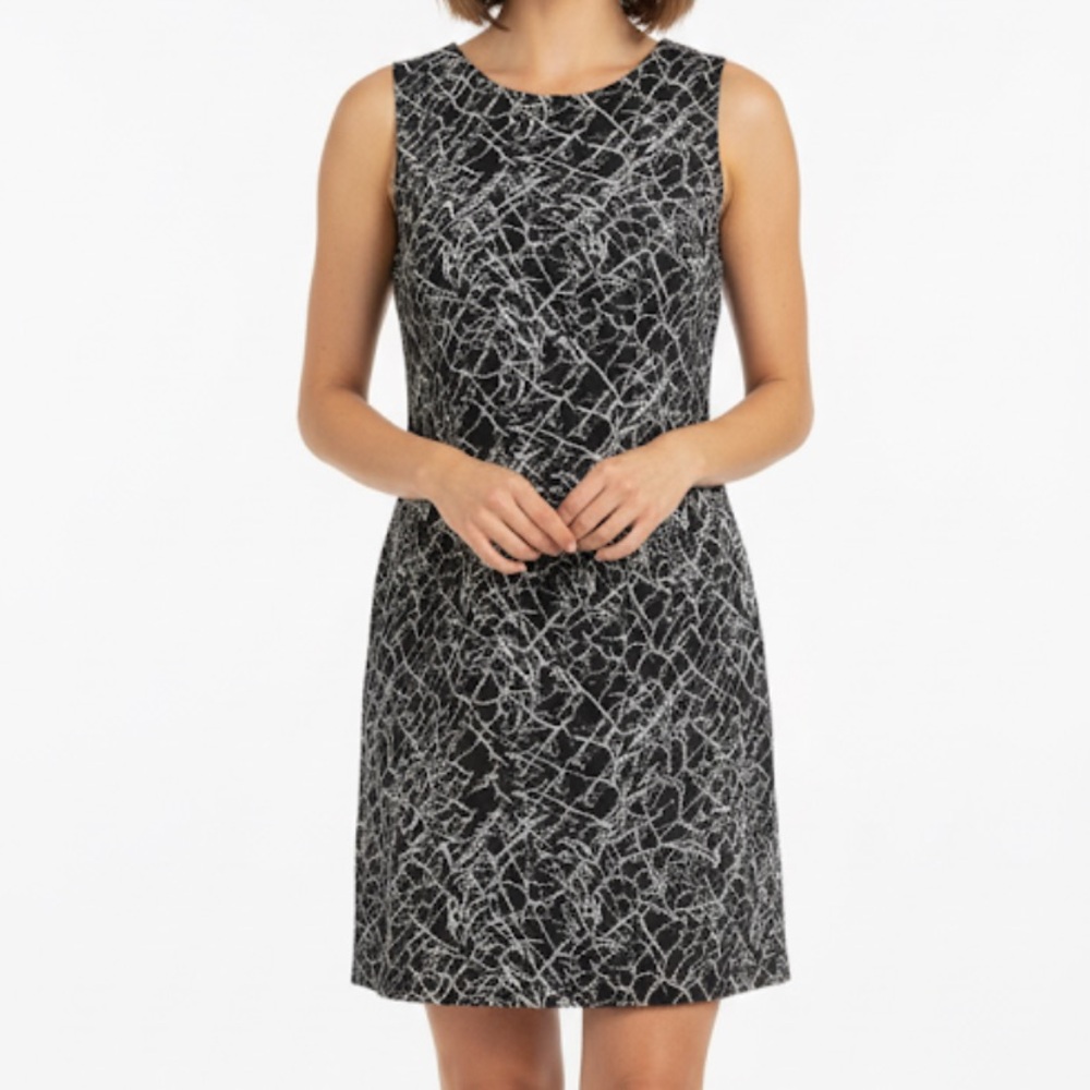 Kenar NWOT Sleeveless Back Zip Black and White Patterned Dress